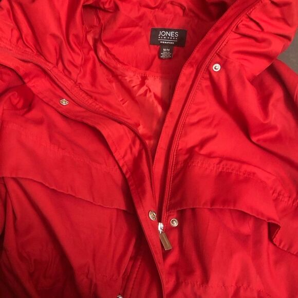 Jones New York Signature Women’s Medium Red Trench Rain Coat - Picture 7 of 10